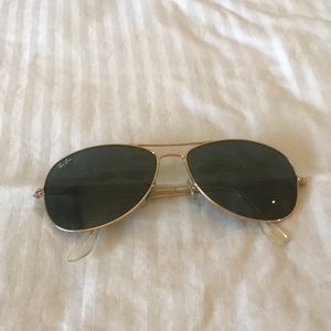 Ray-Ban Aviator Sunglasses gold trim black lenses